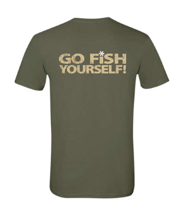 Go Fish Yourself! Camo Green Soft Style cotton T shirt 