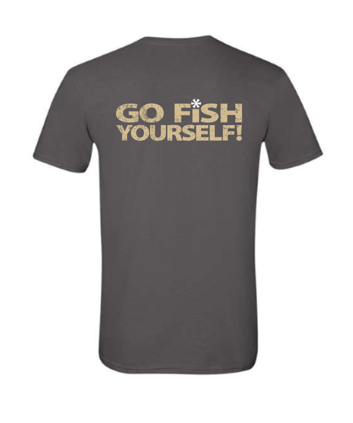 Go Fish Yourself! Charcoal Soft Style cotton T shirt 