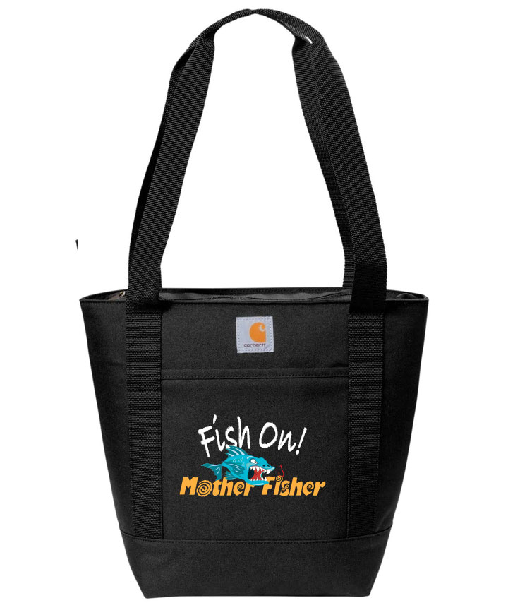 <p>This tote cooler is just what you need when youre casting from the shore or out at sea. Insulated and seam-sealed, your food and drinks will stay fresh and cool.</p> <ul>
<li>Fully insulated main compartment can hold up to 18 12 ounce cans</li>
<li>Interior mesh pocket to store water bottle or other essentials</li>
<li>Front zippered pocket</li>
<li>Sturdy shoulder straps</li>
<li>Carhartt label sewn on front</li>
<li>Dimensions: 13